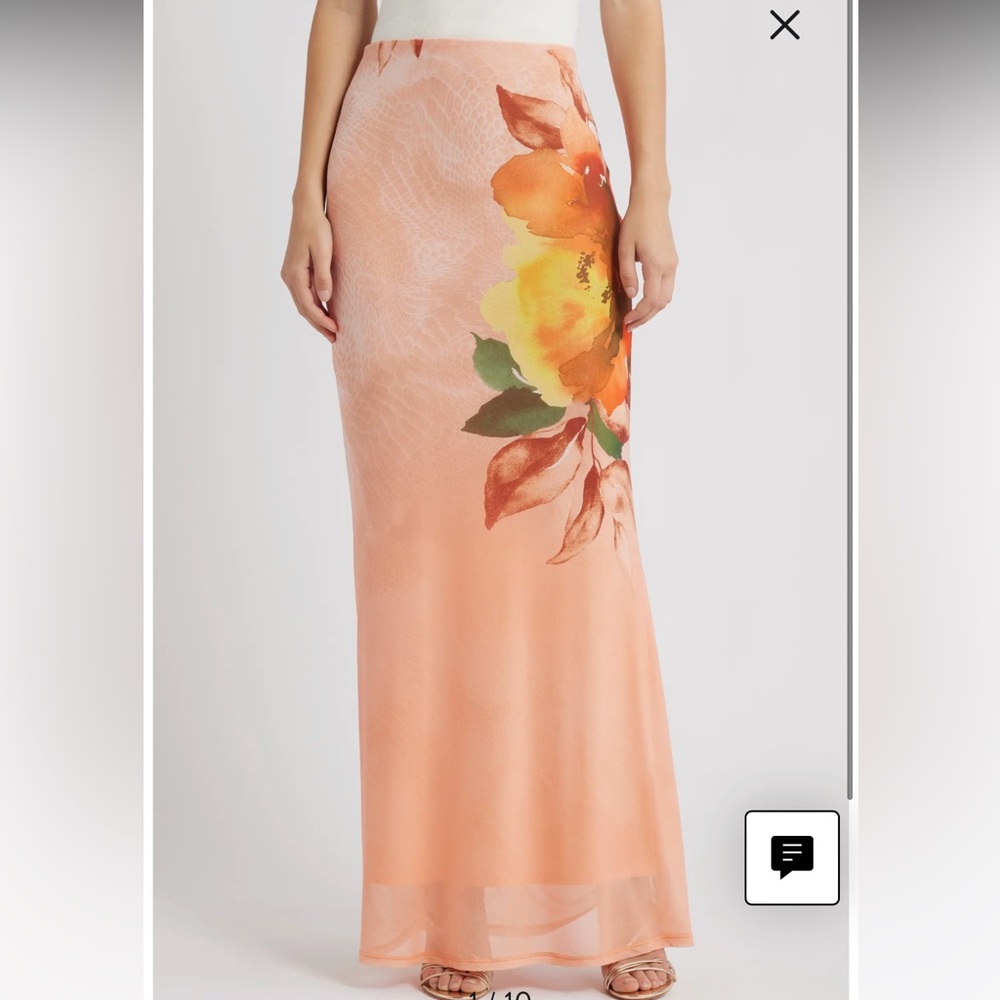 Floral Peach Maxi Skirt